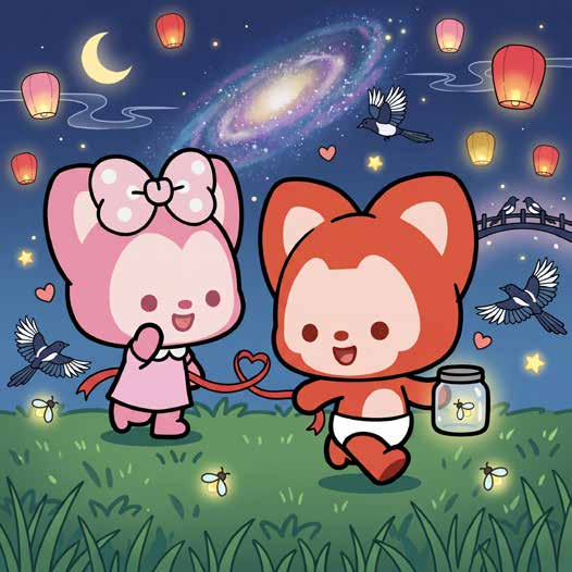 阿狸七夕夜色草地