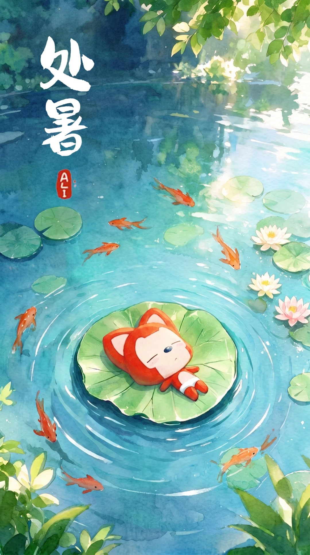 阿狸 AI 壁纸：处暑打卡，酷暑下线