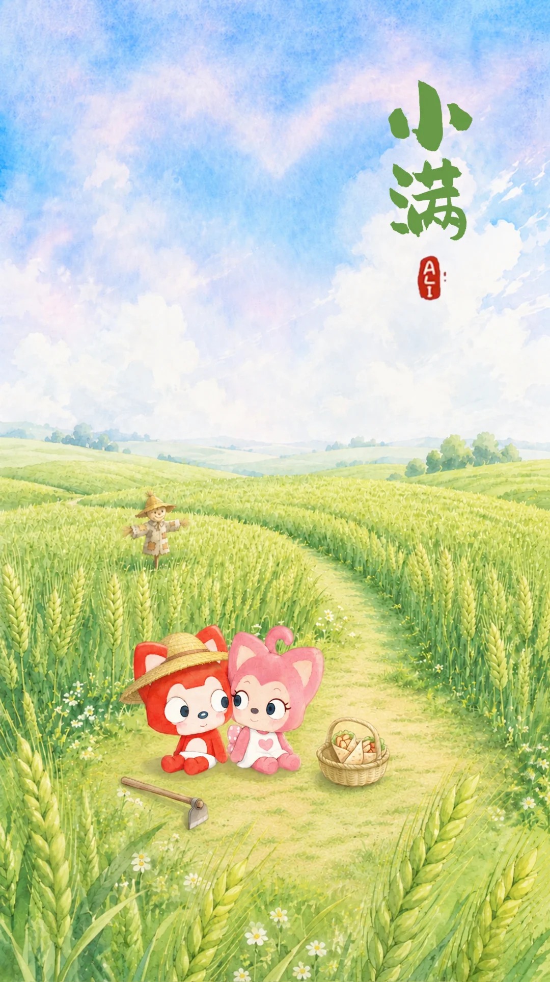 阿狸 AI 壁纸：风吹麦浪，爱意慢慢生长