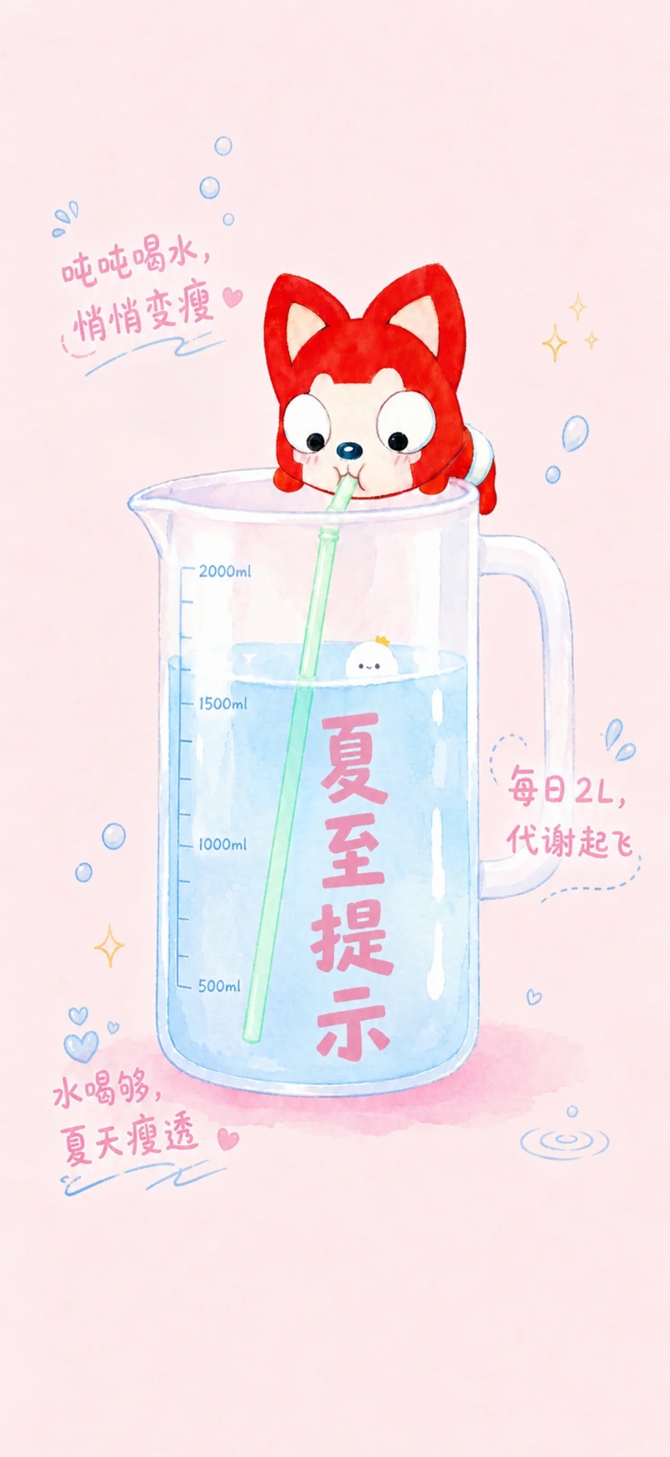 阿狸 AI 壁纸：今日补水KPI达标