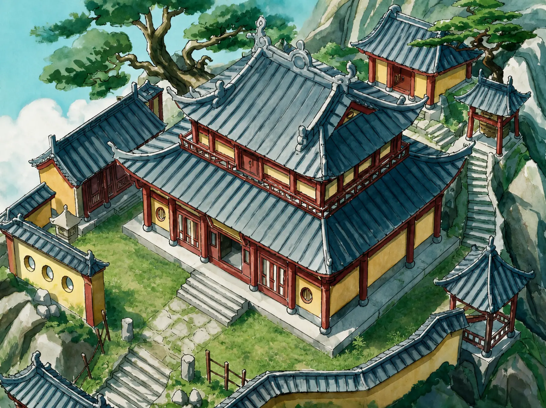 寺庙侧面场景设定