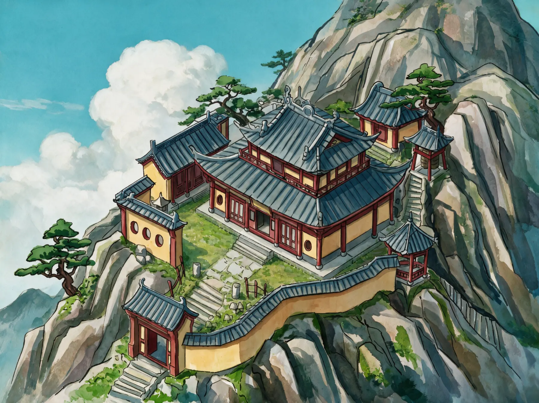 寺庙远景场景设定